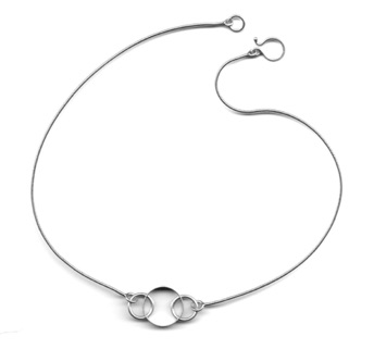 ROUND $170-sterling silver necklace with sanding disk texture on center ring (16" snake chain)